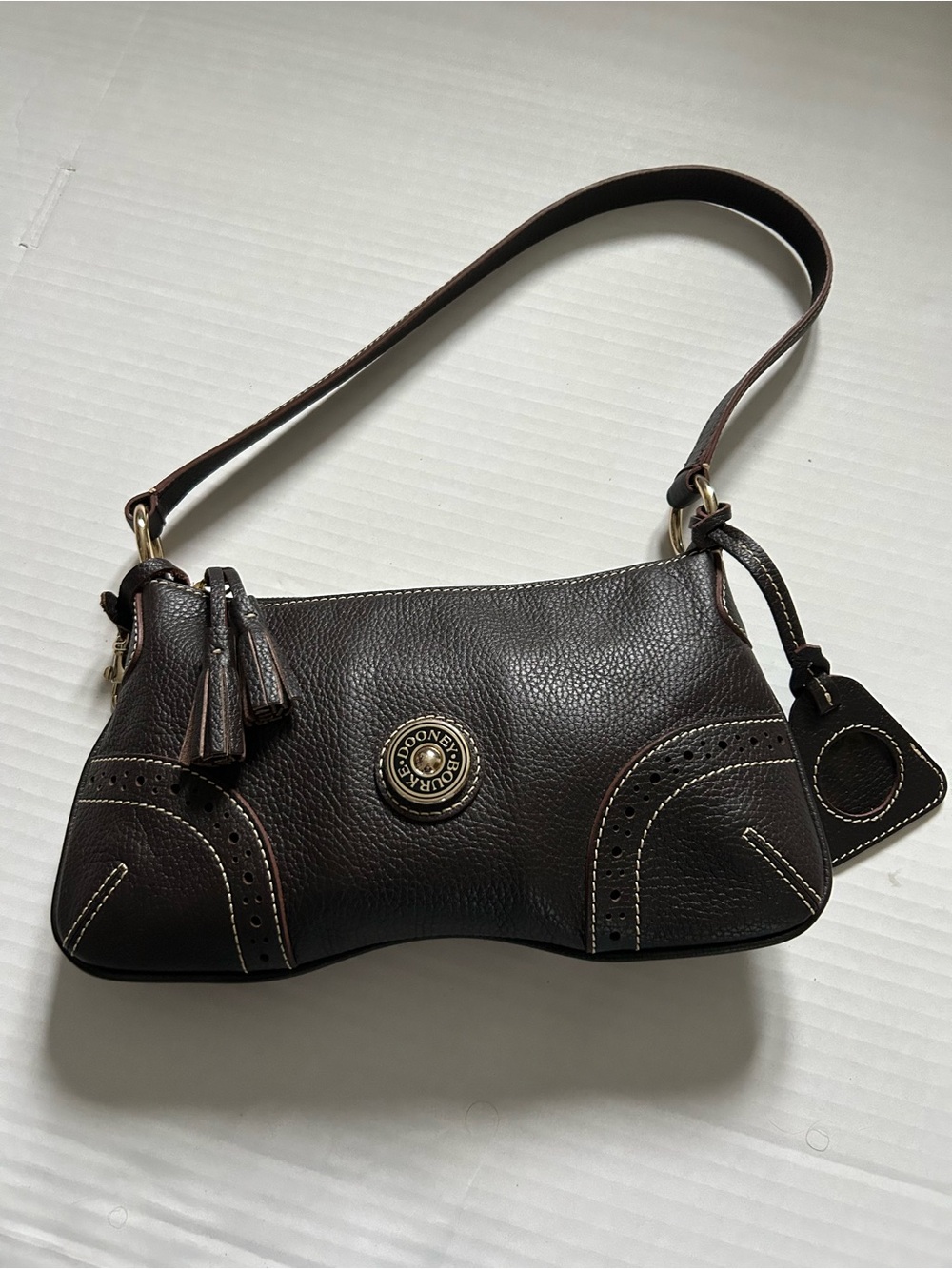 Dooney & Bourke Brown T’Moro Pebble Leather Shoulder Bag
